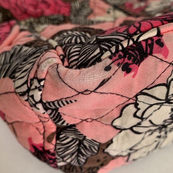 Vera Bradley Mocha Rouge Brown Pink Ecru Floral Quilted Crossbody Shoulder Bag - Picture 8 of 15